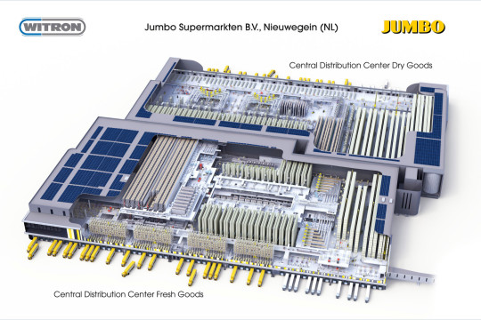 Die Jumbo-Logistikplattform in Nieuwegein. Bild: Witron