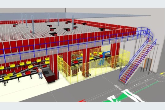 Die geplante Autostore-Anlage umfasst 50.000 Behälterstellplätze und wird mit Fördertechnik, Kommissionierrobotern sowie Steuerungssoftware verknüpft. (Bildquelle: Element Logic)