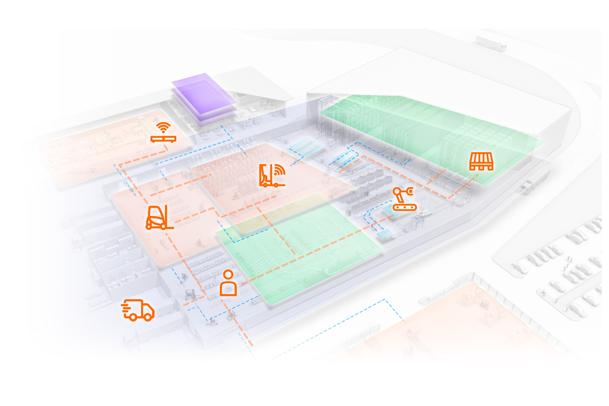 A modern WCS is the digital nerve center of automated warehouse logistics. It orchestrates the interaction of conveyor technology, robotics, and humans in real-time. (Source: Still GmbH)