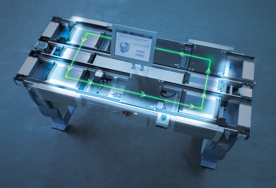 Beim „Stein 300e“ hat Stein Automation alle pneumatischen Komponenten wie Stopper, Umsetzer und Zentriereinrichtungen durch elektrisch angetriebene Varianten ersetzt. (Bildquelle: Stein Automation)