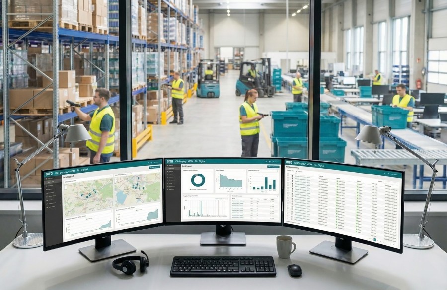 Mit den digitalen Intralogistiklösungen von Bito-Lagertechnik werden alle für einen durchdachten, reibungslosen Materialfluss notwendigen Prozesse übersichtlich planbar, steuerbar und messbar. (Bildquelle: Bito-Lagertechnik)