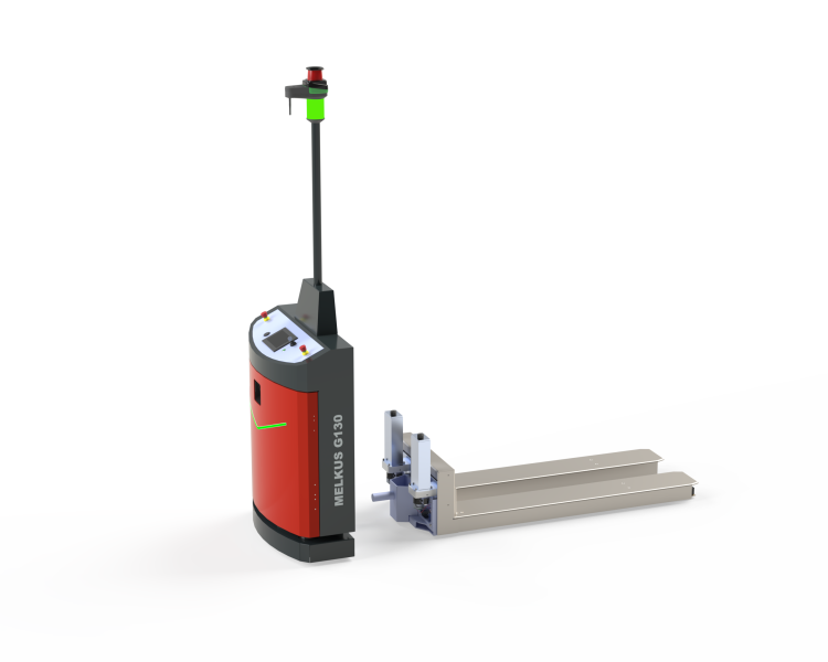 Das Unternehmen Melkus Mechatronic hat sein Paletten-FTF „Melkus G130 3.0“ überarbeitet. Das Redesign betrifft vor allem Batteriekonzept, Sensorik und Fahrzeugaufbau. Ziel sei eine höhere Flexibilität im Flottenbetrieb sowie eine bessere Verfügbarkeit bei Wartung und Ausfall einzelner Komponenten. (Bildquelle: Melkus Mechatronic)