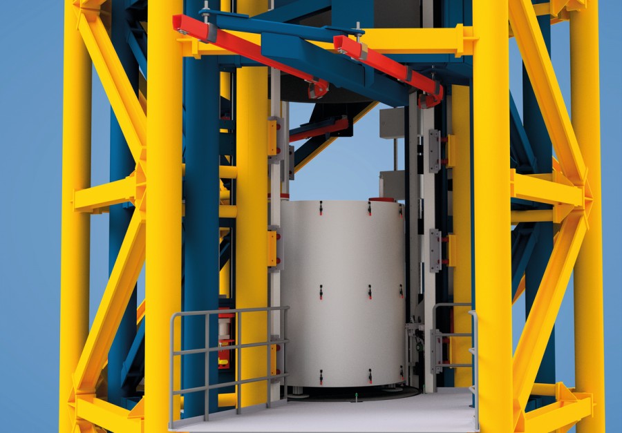 4. Experimentträger mit druckdichter Hülle bei der Integration in die Gondel. Das Gondeloberteil wird dafür angehoben. (Quelle: Leibniz Universität Hannover/HITec)