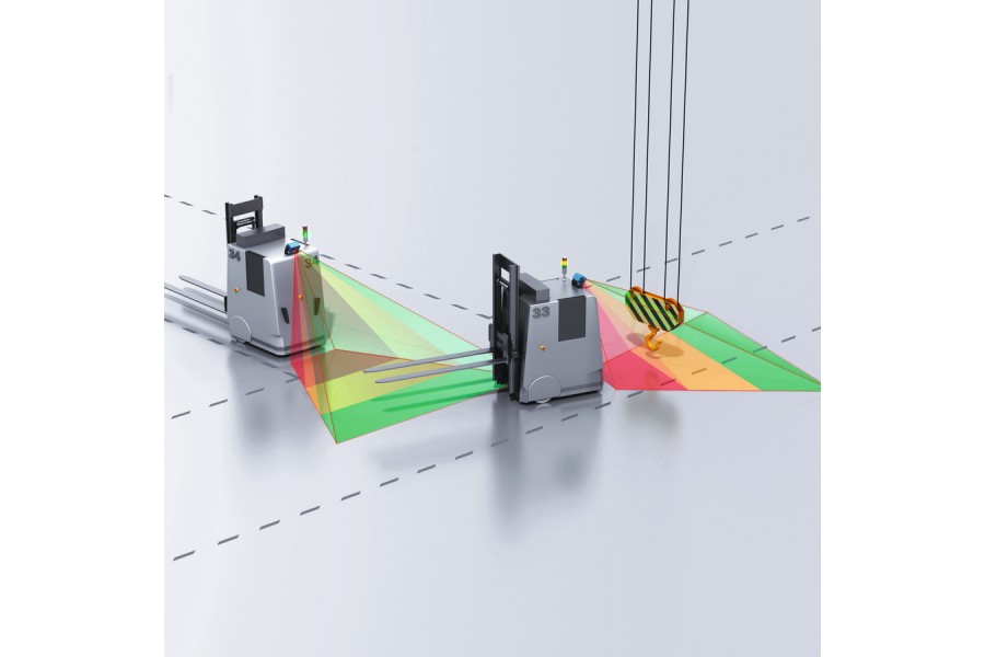 2. Kollisionsvermeidung an FTS und mobilen Plattformen sind Aufgabenstellungen, die mit dem konfigurierbaren 3D-Vision-Sensor gelöst werden können. (Quelle: Sick)
