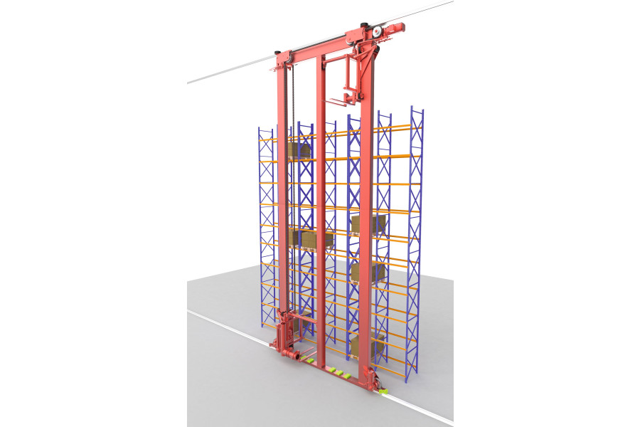 „Skyrack“ unterstützt unterschiedliche Palettenformate und kombiniert parallele Ein- und Auslagerungsprozesse, um Leerfahrten zu reduzieren. Bild: SEH Engineering