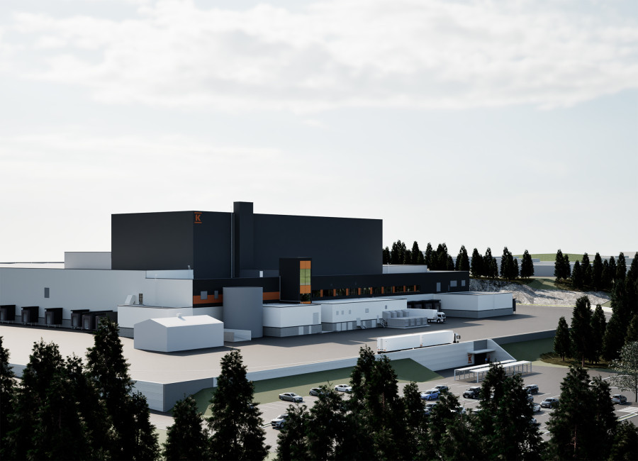 Visualisierung des künftigen Kesko-Logistikzentrums in Nurmijärvi, Finnland. Das Logistikkonzept verbindet automatisierte Lagerbereiche mit manuellen Prozessen und ergonomisch ausgelegten Kommissionierarbeitsplätzen. (Bildquelle: RE-Suunnittelu Oy)